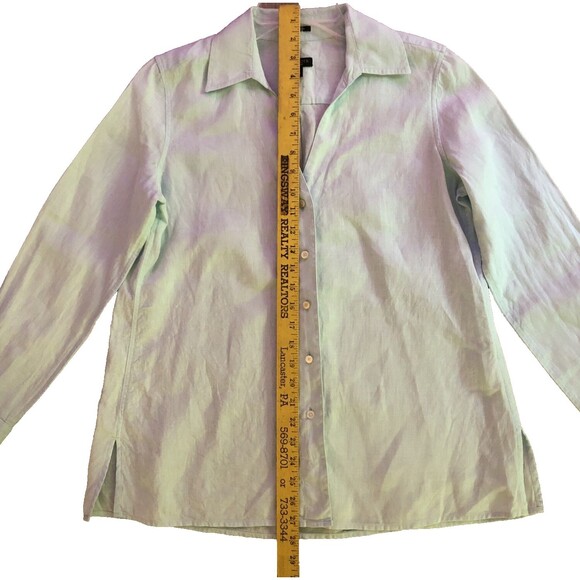 Talbots Irish Linen Button-Up Shirt Womens Sz 8 Pastel Blue Long Sleeve Classic - Picture 11 of 14